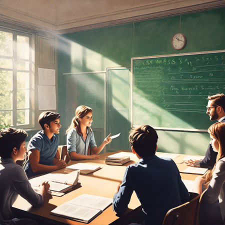 Enseignant discute avec sa classe